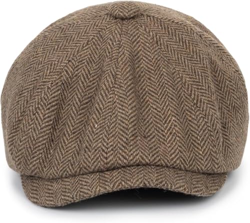 Kid's 20s Winter Newsboy Cap - Knitted Beret Peaked Hat for Boys Girls 4 to 9 Years - color: Coffee