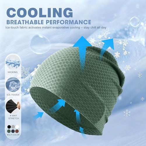WTACTFUL 3-Pack Breathable Cooling Skull Cap for Men & Women Summer - color: Black+gray+green