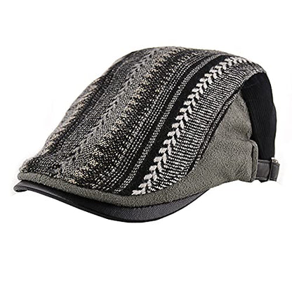 M MOACC Men Beret Hat Cotton Adjustable Newsboy Hats Cabbie Gatsby Cap Driving Flat Caps - color: Hat-t6-black