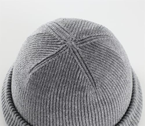 Connectyle Thick Cuffed Beanie for Men & Women Double Layer Knit Winter Hat Acrylic Watch Hat Warm Stocking Skull Cap - color: Light Grey