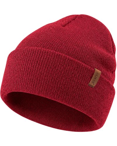 Beanie for Men Women, Winter Double Layer Warm Hat Skull Cap - color: Burgundy