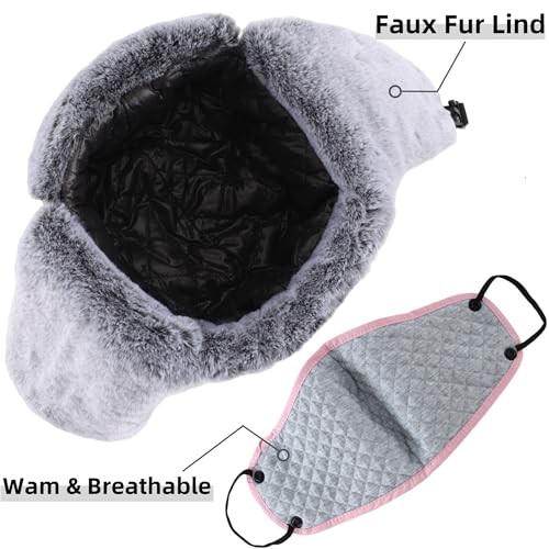 Connectyle Trapper Hat for Men Women Faux Fur Trooper Trapper Winter Hat with Ear Flaps Waterproof Ushanka Hunting Hats - color: Pink