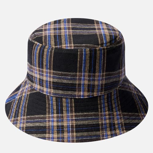 UPF 50+ Reversible Sun Hat - color: Black Plaid, size: Medium