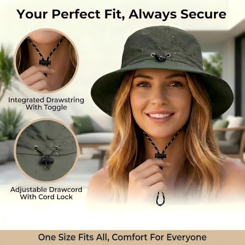 Honnesserry Bucket Hats for Woman Men Outdoor UV Sun Protection Hat Nylon - color: Army Green