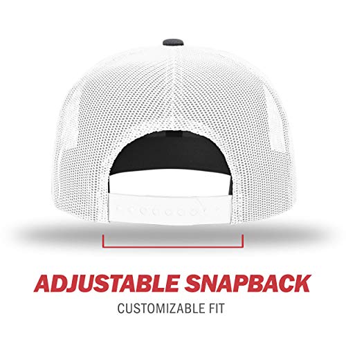 Richardson Unisex 511 Flatbill Trucker Adjustable Snapback Baseball Cap - color: Heather Charcoal/White