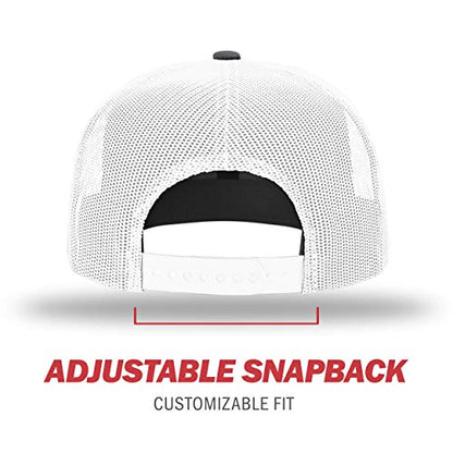 Richardson Unisex 511 Flatbill Trucker Adjustable Snapback Baseball Cap - color: Heather Charcoal/White