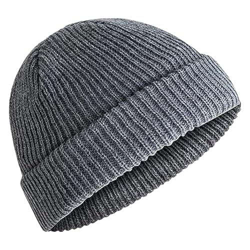 JILANI HANDICRAFT Trawler Beanie Winter Fisherman Beanie for Men Knit Cuff Unisex Skullcap - color: Dark Gray