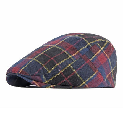Unisex Classic Plaid Beret Newsboy Hats Flat Sun Hat Sport Golf Baseball Caps Cabbie Driving Cap Hats for Women Men - color: Navy Blue a