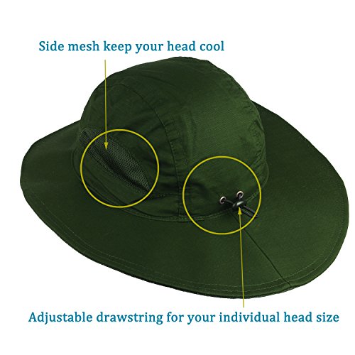 Sun Hat for Men&Women,Breathable Wide Brim Beach Cap with Adjustable Drawstring,Perfect for Hiking,Fishing,Boating - color: Style1-olive