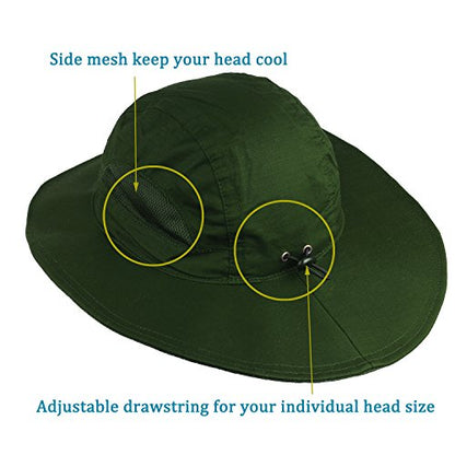 Sun Hat for Men&Women,Breathable Wide Brim Beach Cap with Adjustable Drawstring,Perfect for Hiking,Fishing,Boating - color: Style1-olive