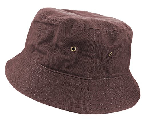 Gelante Solid Color 100% Cotton Bucket Hat for Women and Men Packable Travel Summer Beach Hat - color: Dark Brown, size: Small-Medium