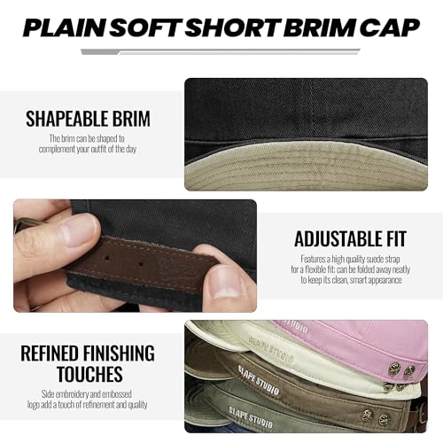 CLAPE Short Brim Baseball Cap for Men, Cotton Adjustable Travel Hat - color: Clsb06-khaki