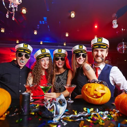 dodowin Captain Sailor Hat Set for Women Men, Yacht Rock Party Costume 4pcs - style: B-embroidered Captain Hat Set