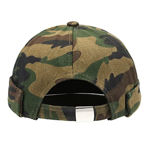 2 Pcs Mens Brimless Docker Cap Set - Retro Worker Sailor Skull Cap Beanie with Rolled Cuff - color: Camouflage