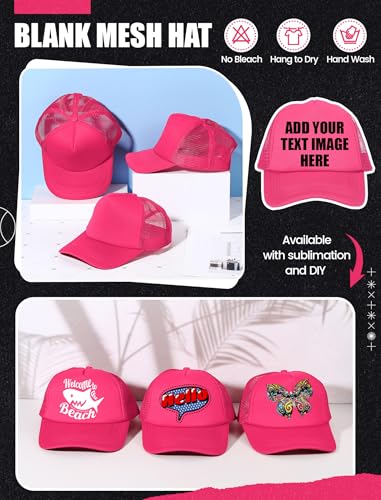 Tarpop 10 Pcs Sublimation Blank Trucker Hats Bulk - color: Hot Pink