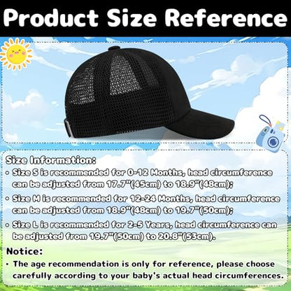 Olreco Baby Baseball Cap Toddler Baseball Hat with Mesh Infant Hat for Baby Boy Hats Toddler Ball Cap Kids Trucker Hats Girls - color: Black, size: 0-12 Months