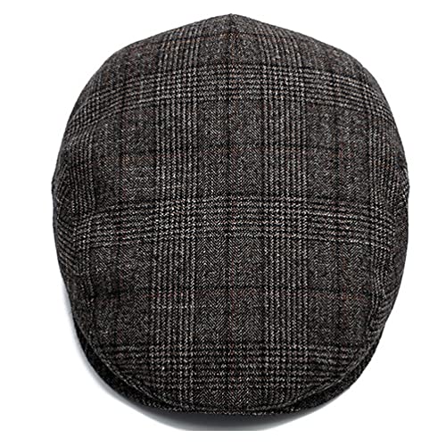 Men's Newsboy Hat with Earflaps Flat Ivy Caps Irish Cabbie Cap - color: Dark Coffee