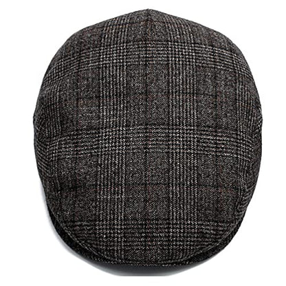 Men's Newsboy Hat with Earflaps Flat Ivy Caps Irish Cabbie Cap - color: Dark Coffee