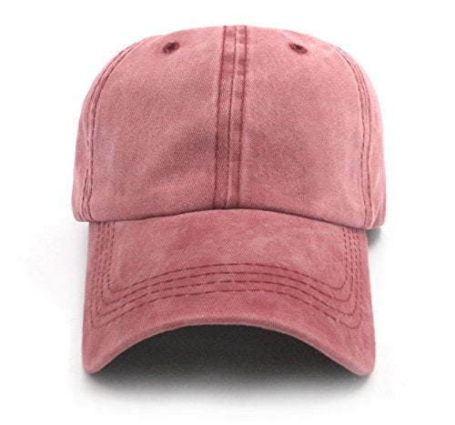 Glamorstar Classic Unisex Baseball Cap Adjustable Washed Dyed Cotton Ball Hat - color: Red Wine