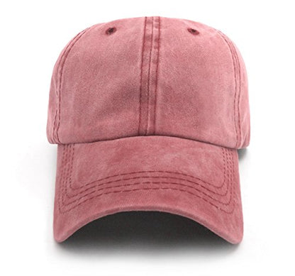 Glamorstar Classic Unisex Baseball Cap Adjustable Washed Dyed Cotton Ball Hat - color: Red Wine