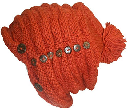 Agan Traders Women's 2026 Winter Mitten Hat Warm Fleece Lined Oversized Thick Chunky Slouchy From Nepal - color: Hat - Rust