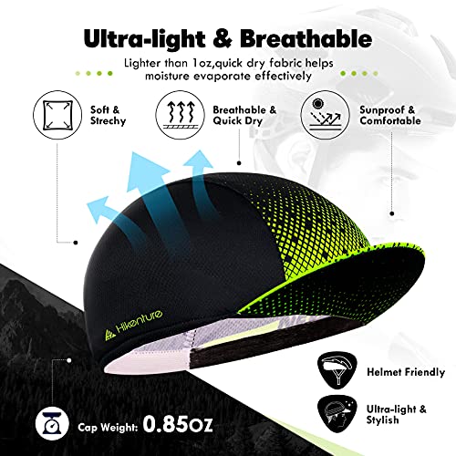 Hikenture Cycling Cap,Cooling Skull Cap Bike Hat with Sun Visor, Summer Breathable Helmet Liner Biking Cap for Men Women - color: Yellow
