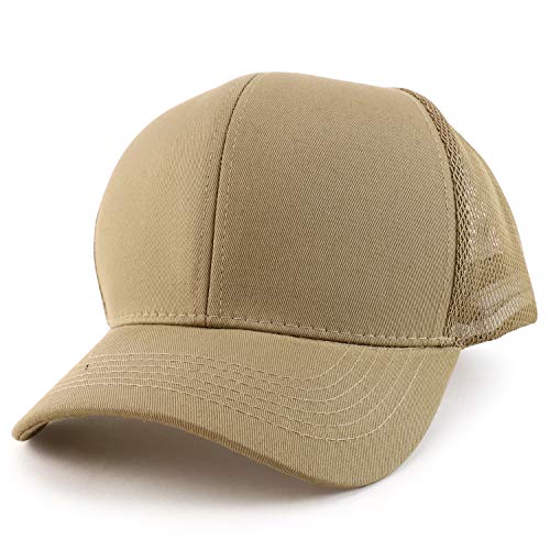 Trendy Apparel Shop Oversize XXL Structured Trucker Mesh Baseball Cap - color: Khaki
