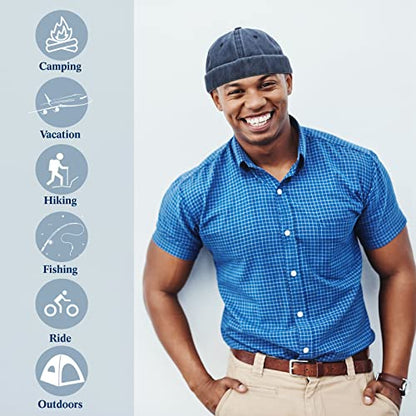 Janmercy 8 Pcs Brimless Hats for Men Adjustable Skullcap Docker Hat Buckle Beanie Cap Wash Cotton No Brim Hats for Men Women - color: Dark Color