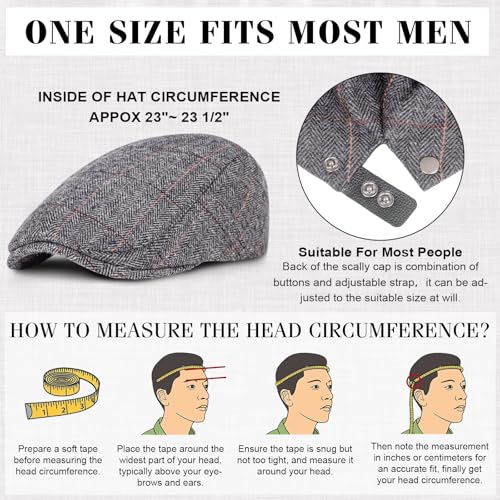 Senker Fashion 2 Pack Newsboy Cap for Men, Wool Blend Tweed Flat Cap - color: Brown Gray
