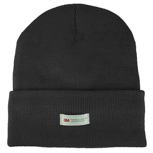 3M Thinsulate Women Men Unisex Knitted Thermal Winter Cap Casual Beanies - color: Black