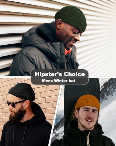 Short Fisherman Beanie for Men Women Wool Fleece Lined Winter Hat - color: 1pcs-army Green