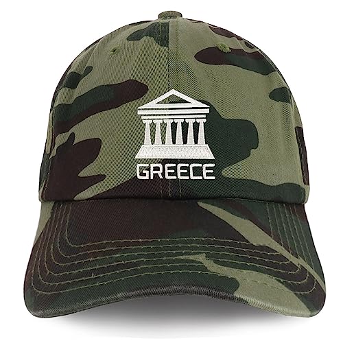Trendy Apparel Shop Greece Embroidered Soft Crown 100% Brushed Cotton Cap - color: Camo
