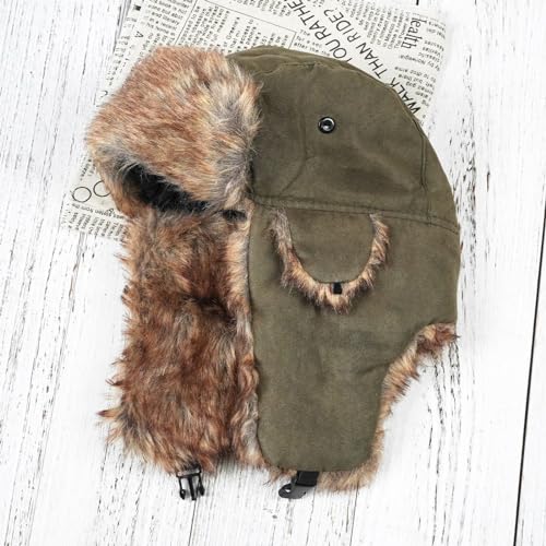 ONWAY Trapper Hat Winter Hats for Women Men with Faux Fur Ear Flaps - color: Darkgreen