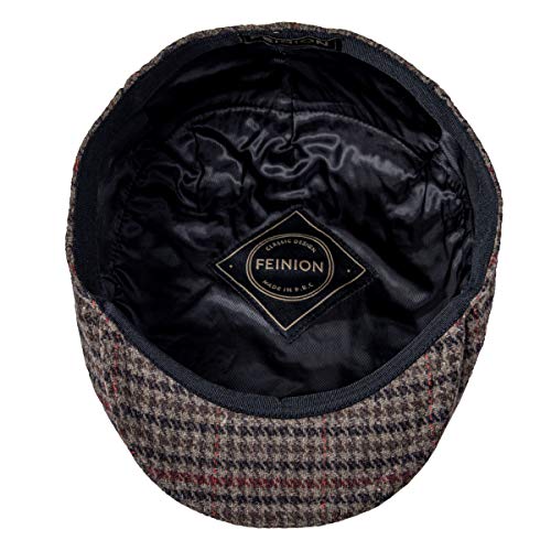 FEINION Men's Wool Tweed Newsboy Ivy Cap Gatsby Golf Flat Hat - color: Houndstooth Coffee, size: 7 1/4