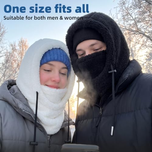 Ski Mask Balalclava Windproof Face Mask Warm Fleece Neck Cover for Cold Weather Helmet Hood for Men & Women - color: B09-2pcs(black+black)