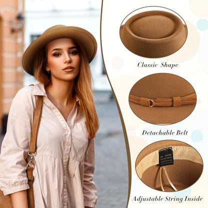 Hercicy Wool Fedora Hat for Women - color: Brown, Khaki, Beige, Camel