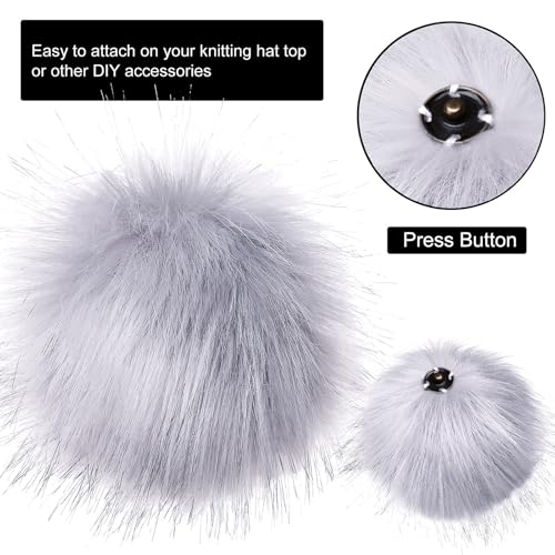 Tatuo DIY Faux Fur Pom Poms Ball with Press Button Removable Fluffy Pompom for Knitting Hats Shoes Scarves Bag Accessories - color: Mix Colors