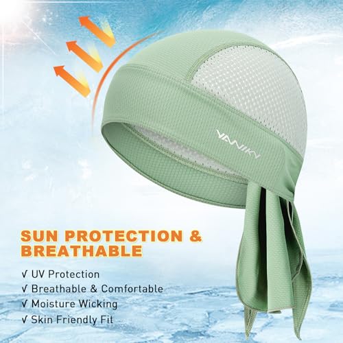 YANIKY Bandanas Skull Caps for Men, Women Skull Cap Helmet Liner Dew Rags - color: Grass Green