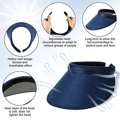 Jiuguva 10/36 Pack Sun Visor for Women Wide Brim Golf Clip on Visor Hat Adjustable Beach Cap for Men Women Travel Sport