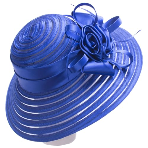Lawliet Womens Satin Ribbon Church Wedding Sun Wedding Occasion Hat A214 - color: Royal Blue