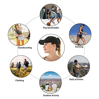 Womens Ponytail Hat Baseball Cap, Adjustable Criss Cross Baseball Cap High Bun Unisex Quick Drying Trucker Hats - color: Zblack