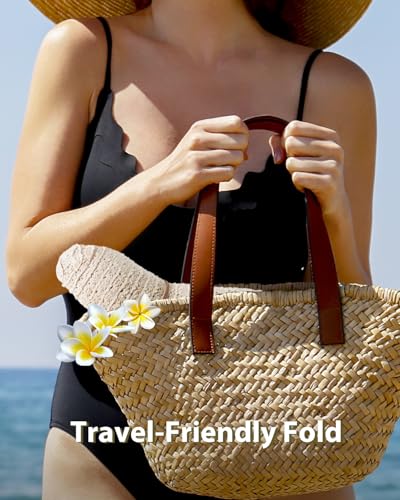 Sun Beach Hats Women Floppy Summer Sunhat with Wide Brim Packable Foldable Travel Accessories - color: Beige, size: Large