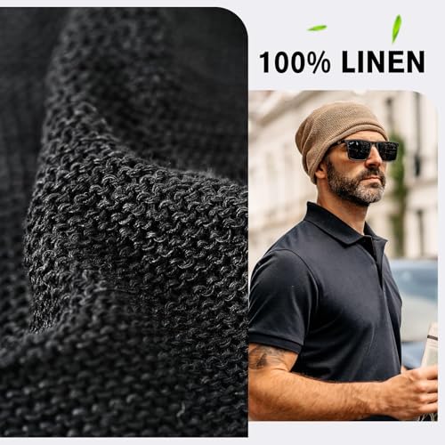 TOP-EX 100% Linen Summer Slouchy Beanie, Breathable and Cooling - color: Navy, size: Medium-Large