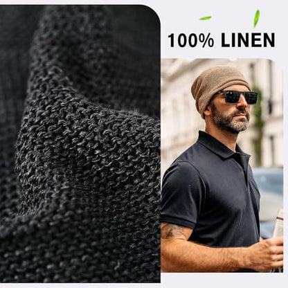 TOP-EX 100% Linen Summer Slouchy Beanie, Breathable and Cooling - color: Navy, size: Medium-Large
