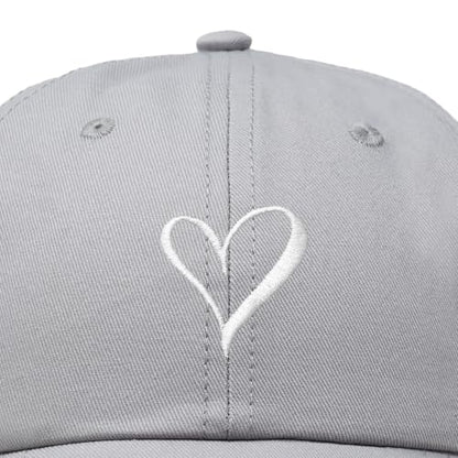 Hand Drawn Heart Hat Womens Embroidered Baseball Cap - color: Gray