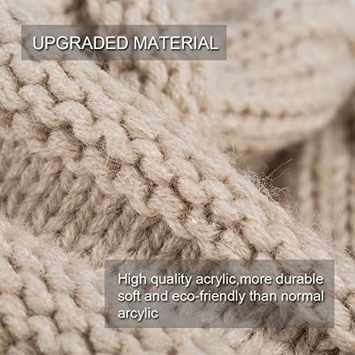 Slouchy Women's Winter 3 Pieces Beanie Hat Women Men Oversized Warm Knitted Women's Hat Winter Thick for Cold Weather - color: Black+oatmeal+burgundy