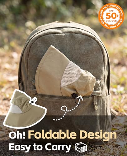 Home Prefer UPF50+ Mens Sun Hat Wide Brim Fishing Hat for Men UV Protection Womens Beach Bucket Hat for Golf Hiking Gardening - color: Light Vert Khaki