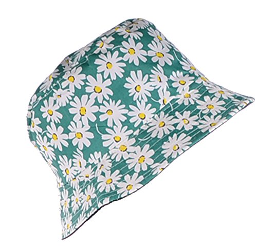 BYOS Unisex Trendy Reversible Lightweight Printed Bucket Hat Packable Outdoor - color: Daisy Mint