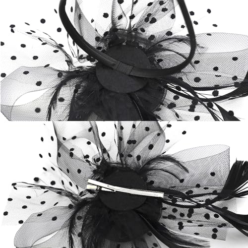 Fascinators Hats 20s 50s Pillbox Hat Cocktail Tea Party for Women (Black, One Size) - color: Black