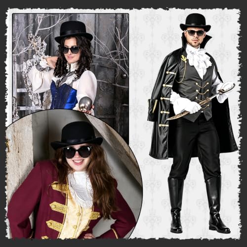 Bowler Hat Set,Black Derby Hat and Sunglasses for Men and Women
